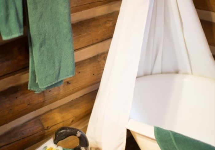 Historic Log Cabin fireplace