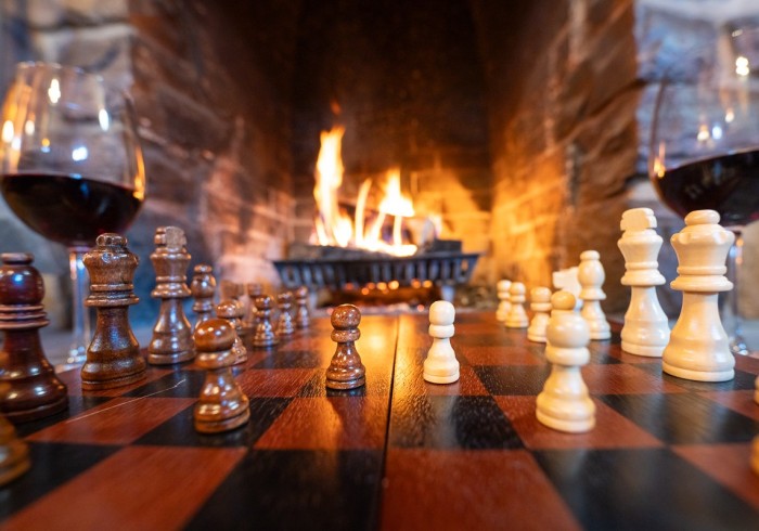 Trailhead Cabin fireplace